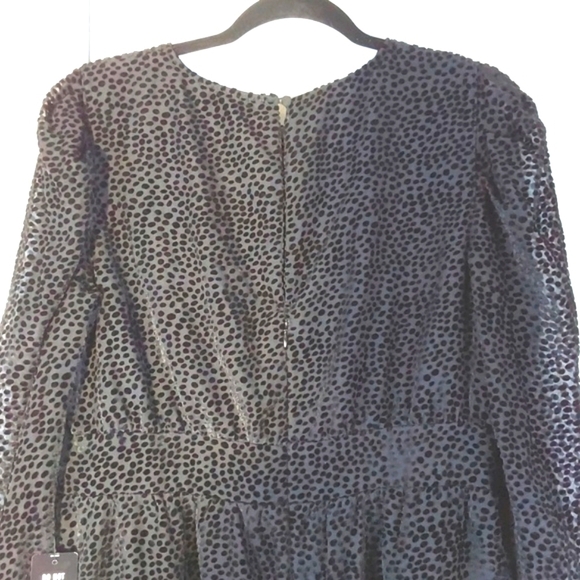 Express- Black Swiss Dot texture Semi Sheer Dress Mod edgy Whimsical Sz.L - Picture 7 of 13
